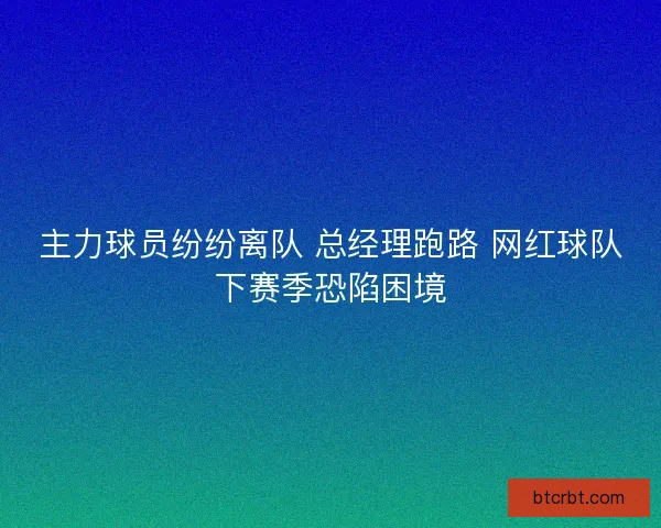 主力球员纷纷离队 总经理跑路 网红球队下赛季恐陷困境